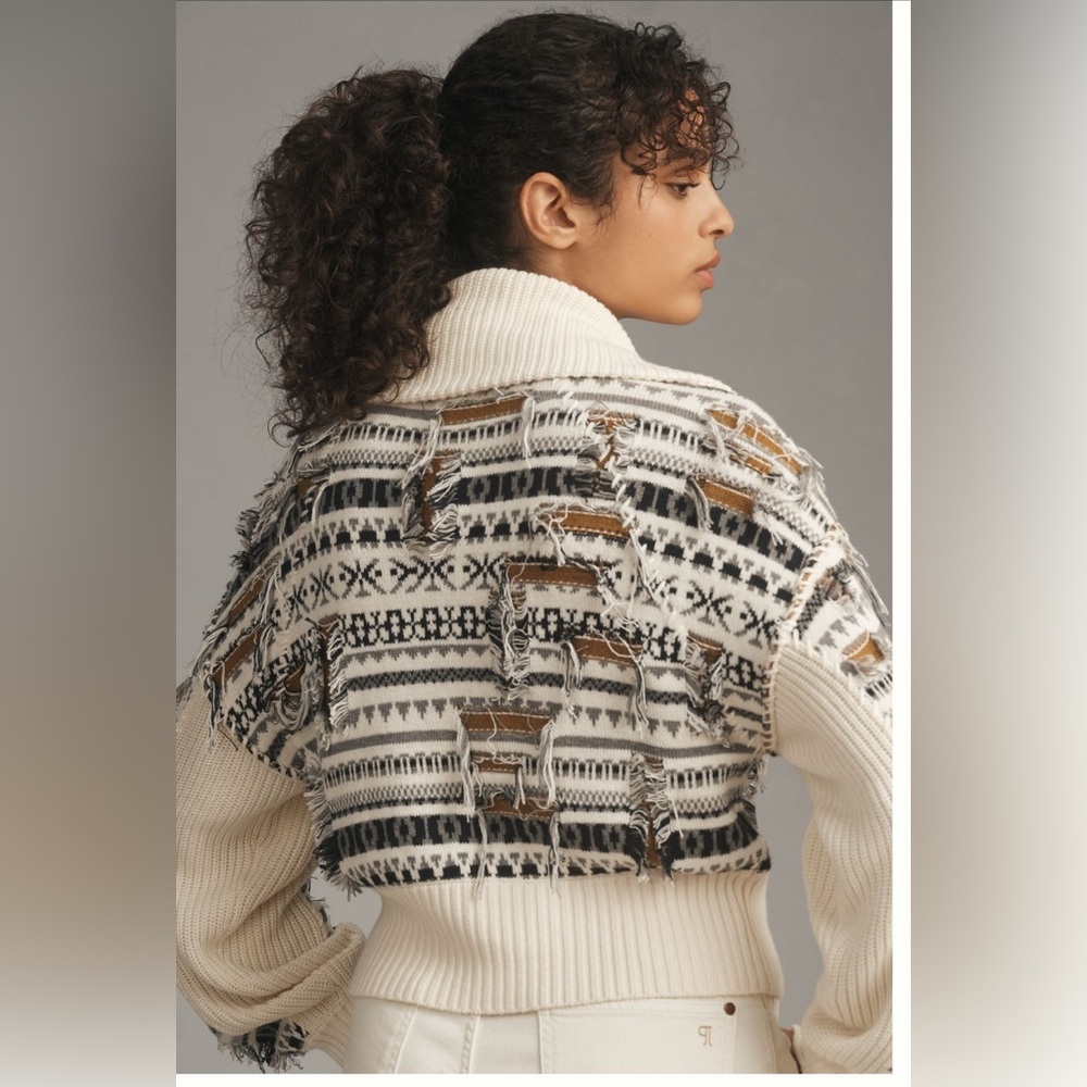 NWOT Pilcro Collared Zip Up Novelty Sweater - Picture 9 of 11